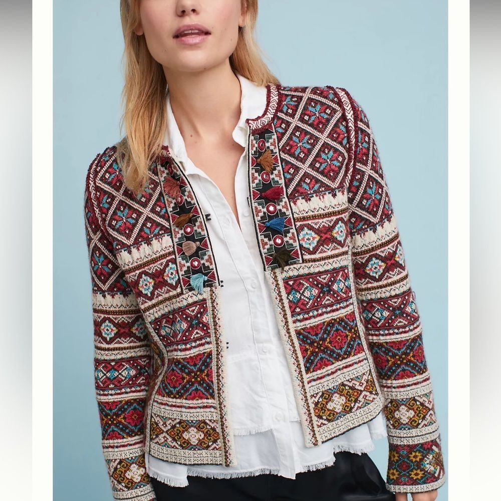 Aldomartins x Anthropologie Inverness Embellished Knit Blazer Jacket